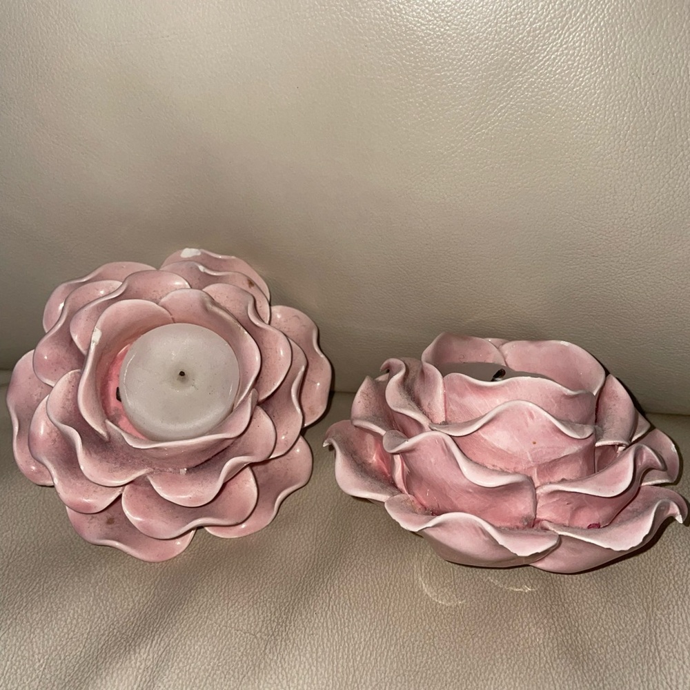 Pink Peony Tea Light Candle Holders